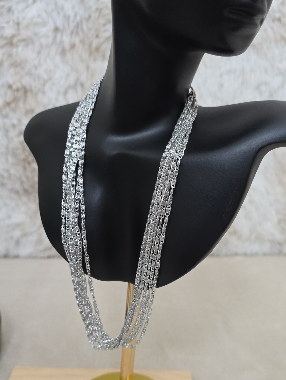 Vintage Sarah Coventry Silver Tone Multi Strand Statement Chain Necklace - Picture 2 of 7